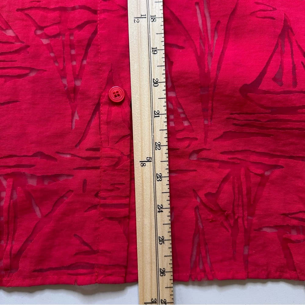 Alfred Dunner Red Burnout Button Top Sz 1X (?) Sailboat Nautical Coastal * READ - Picture 12 of 14